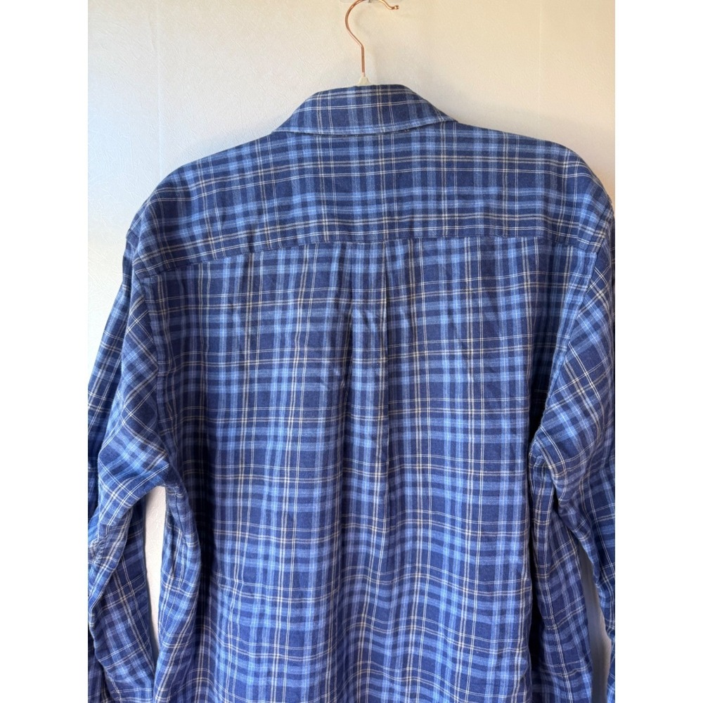 Peter Millar Mens Large Blue Plaid Button Down Shirt 100% Cotton Long Sleeve L - Picture 9 of 9